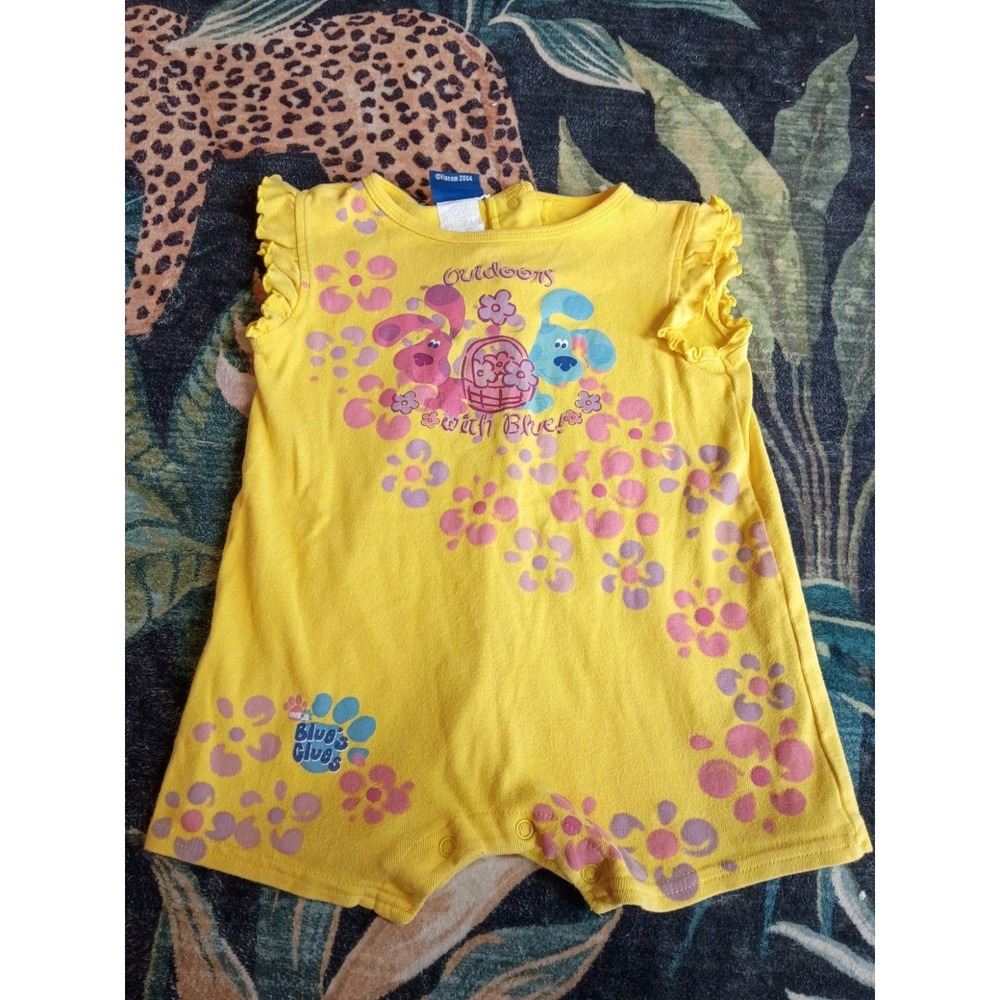 Vintage Y2K Blue's Clues Nick Jr. Romper Girls 18 Mos Magenta/Blue 2004